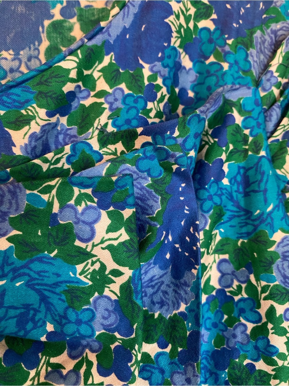 Vintage Blue & Green Floral Cap-Sleeve Sheath Dress 50’s 60’s - Picture 4 of 8